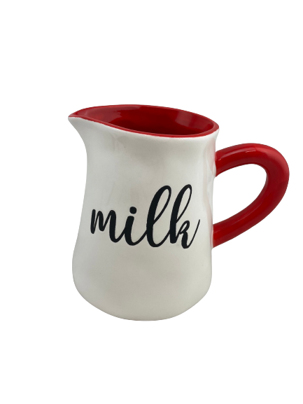 Ceramic Red White Milk Pitcher