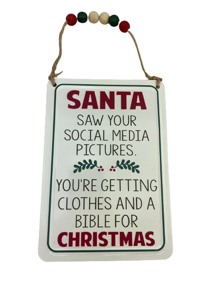 Enamel Holiday Sign with Bead Hang  4 Styles