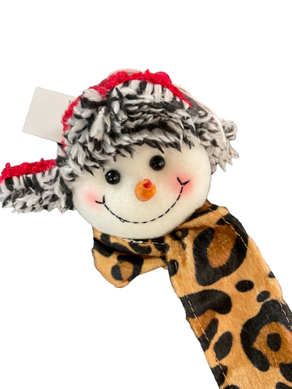 Plush Red And Black Leopard Snowman Ornament  2 Styles