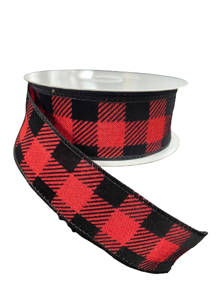 1.5 Inch Ribbon With Red and Black Plaid