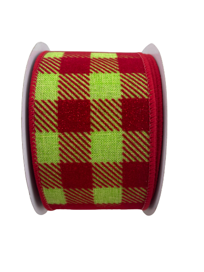 Lime Green And Red Checkered Ribbon