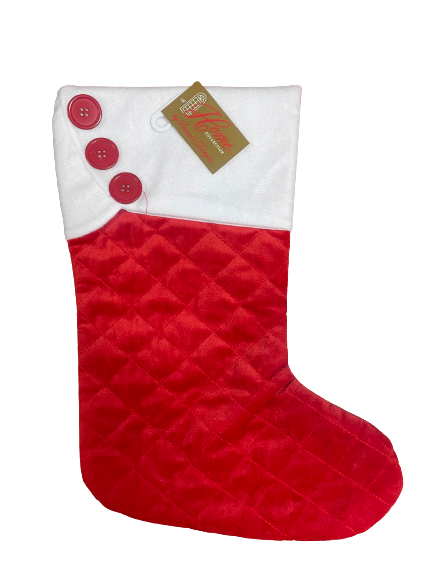 Red Stocking With White Cuff And Buttons