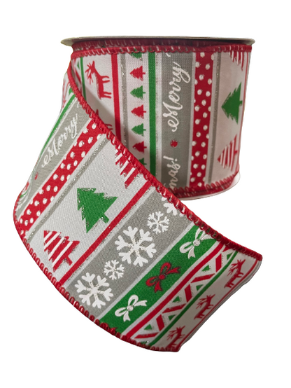 2.5 Inch Ribbon with Red And Green Accents