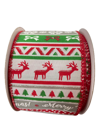 2.5 Inch Ribbon with Red And Green Accents