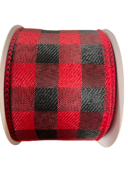 2.5 Inch Red And Black Plaid Ribbon