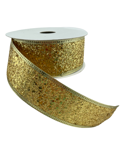 1.5 Inch Ribbon Gold Glitter