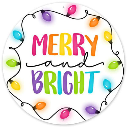 Metal Merry And Bright With Lights Sign