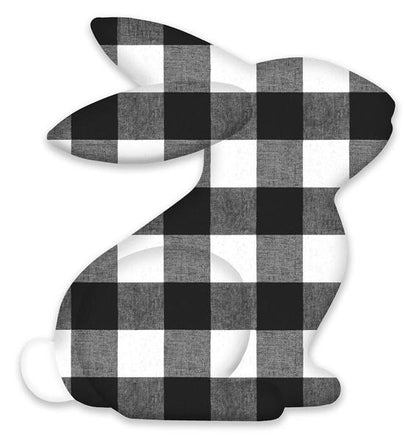 Black White Checkered Metal Sitting Bunny