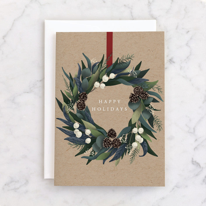 Minted Rustic Wreath Christmas Card