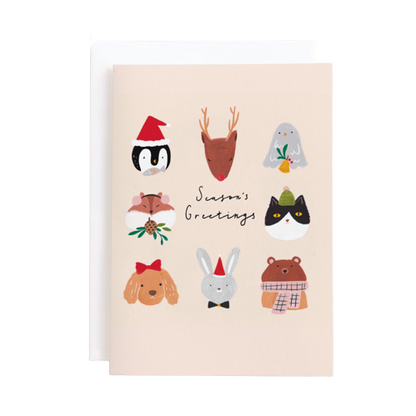 Minted Animal Greetings Christmas Card