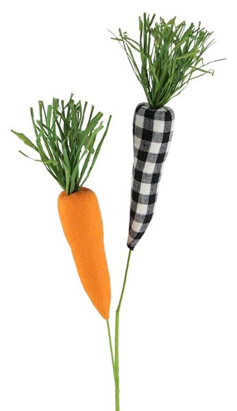 Black And White Plaid And Orange Fabric Carrot Pick