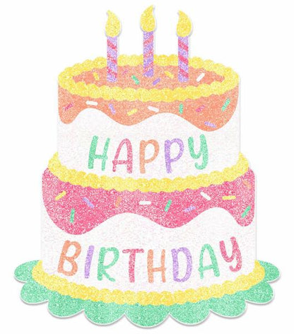 Happy Birthday Pastel Glittered Eva Birthday Cake Sign