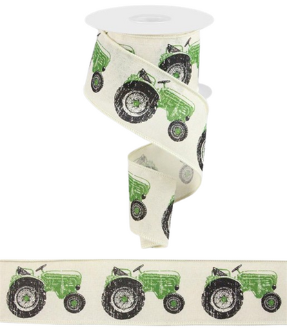 2.5 Inch By 10 Yard Green Tractor Burlap Ribbon