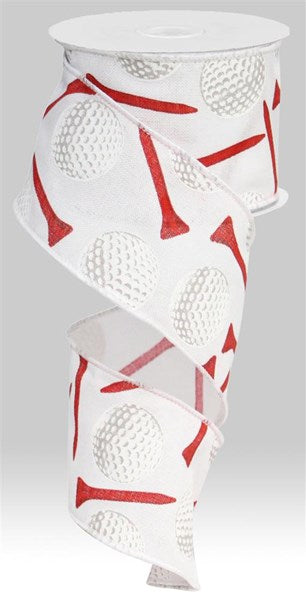 2.5 Inch By 10 Yard Golf Ball White Background Ribbon