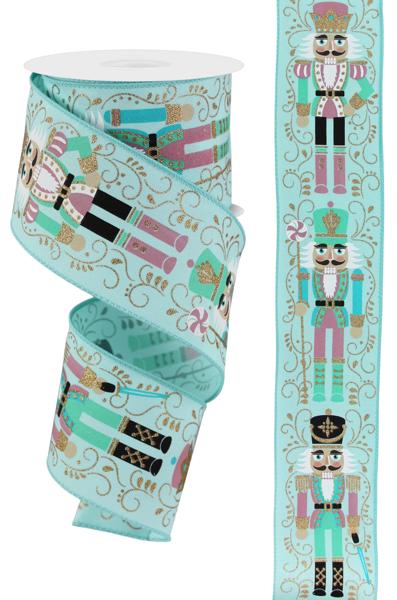 2.5 Inch bY 10 Yard Ice Blue Nutcracker Ribbon