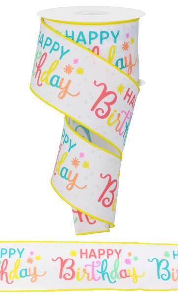 2.5 Inch Multicolored Happy Birthday Ribbon