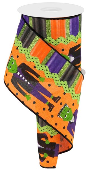 4 Inch By 10 Yard Frankenstein Halloween Ribbon