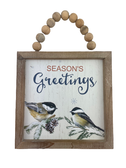 Christmas Saying Wood And Bead Hang Sign 3 Styles