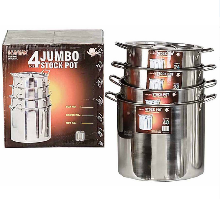 Stainless Steel Jumbo Stock Pots 4pc