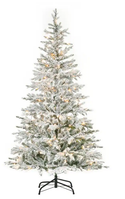 HOMCOM 7 Foot Snow Flocked LED Christmas Tree