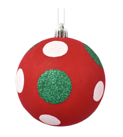 Glitter Dot Ball Ornament Red Green Mix