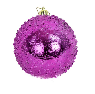 Hot Pink 4 Inch Faux Glass Beaded Ball Ornament