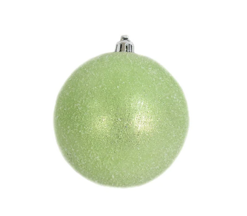 Green 4 Inch Sugar Frosted Ball Ornament