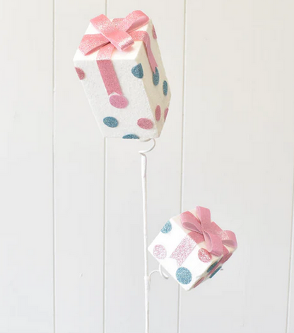 Glittered Polka Dot Package Spray  Pink White And Blue