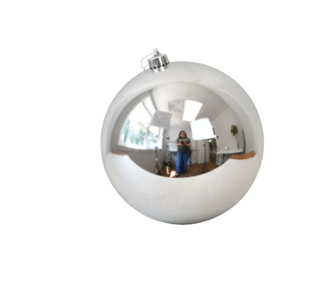 Silver 4 Inch Shiny Ball Ornament