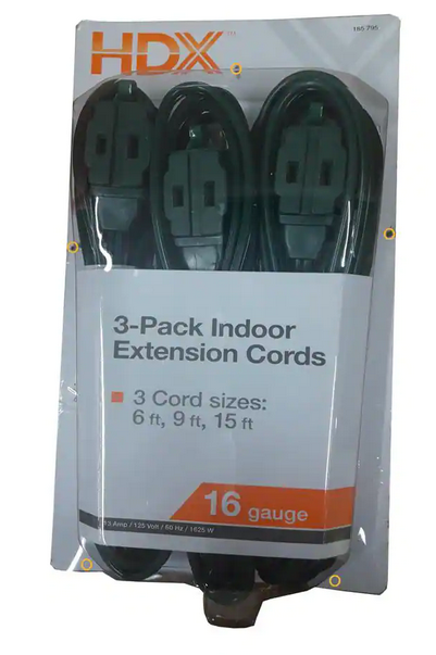 3 Pack Indoor Extension Cords