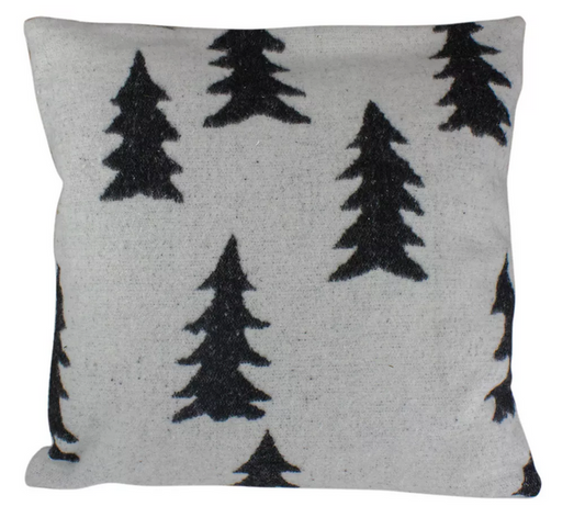 White And Black Forest Trees Knit Christmas Throw Pillow