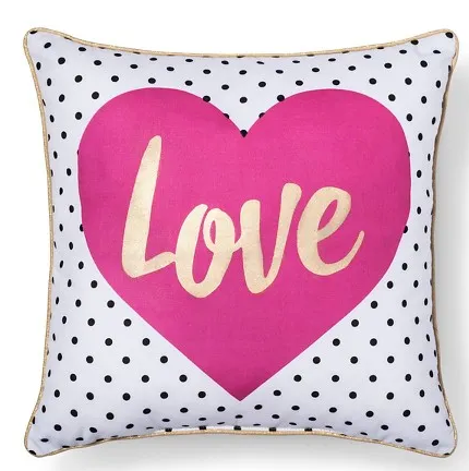 Polka Dot Love Heart Pillow