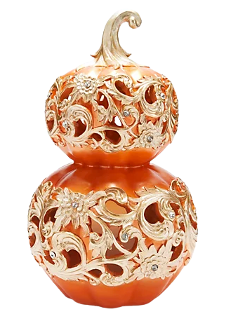 Hay & Harvest Resin Stacked Pumpkin Luminary With Cut Outs