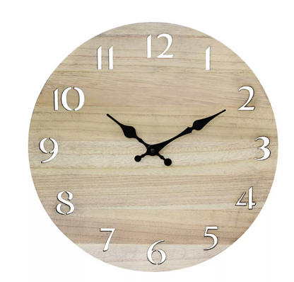 Round Wood Wall Clock With Cutout Numbers