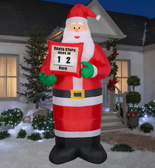 Home Accents Holiday 9 Foot Giant-Sized LED Santa Countdown Scene Inflatable  Open Box