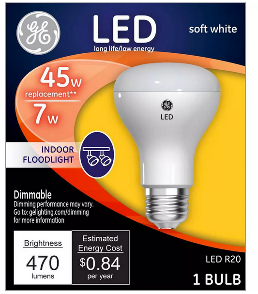 GE 45w R20 Short Neck LED Light Bulb