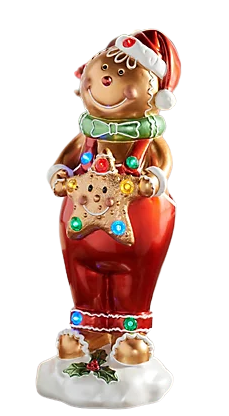 Kringle Express Resin Illuminated Gingerbread Man Holding Star