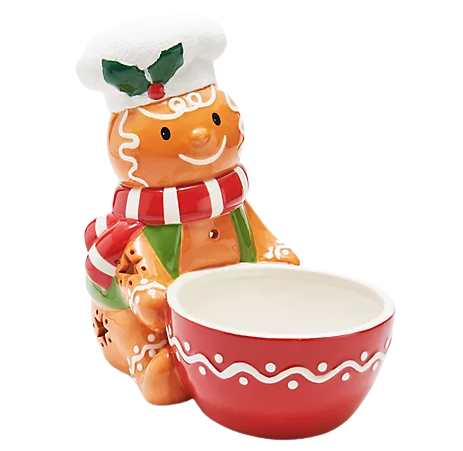 Kringle Express Ceramic Gingerbead With Attached Serving Bowl