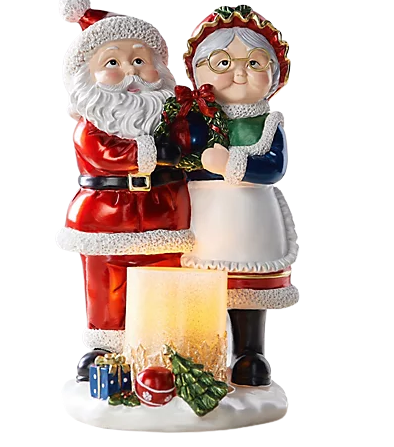 Kringle Express Santa And Mrs. Claus Candle Holder With LED Candle