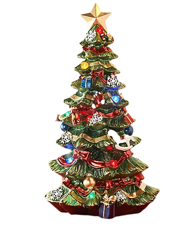 Kringle Express Resin Green Illuminated Christmas Tree