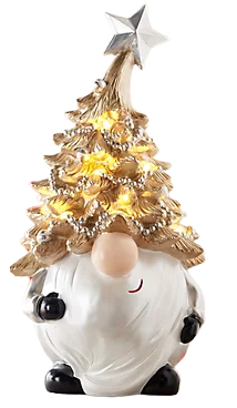 Kringle Express Resin Gnome With Illuminated Accents - Gold
