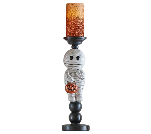 Hay & Harvest Mummy Pillar Holder With LED Candle