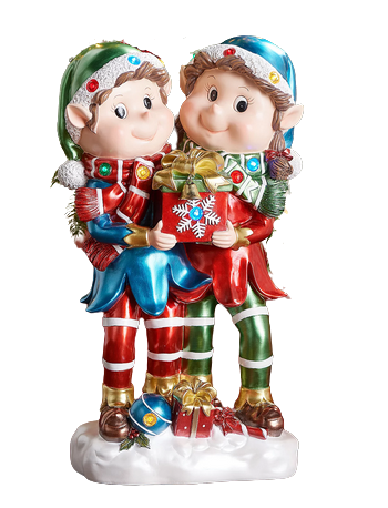 Kringle Express Holiday Elf Couple Candle Holder With Decorative LED Candle