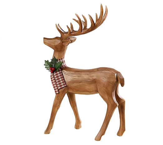 Home Reflections Resin Wood Finish Standing Reindeer