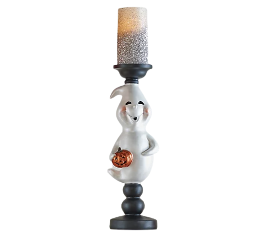 Hay And Harvest Resin Ghost Pillar Holder With LED Candle