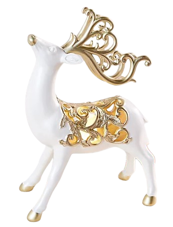 Kringle Express Resin Standing White Reindeer With LED Candle