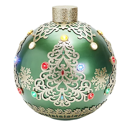 Kringle Express Illuminated Metal Ornament - Green