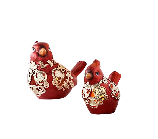 Kringle Express 2 Resin Cardinals With LED Candle - Red