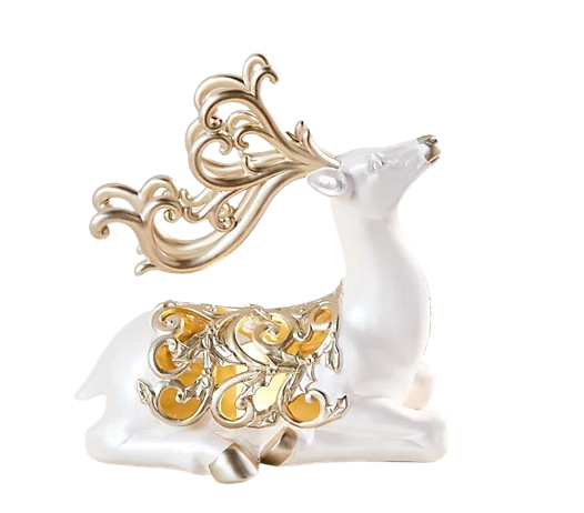 Kringle Express Resin Sitting Pearl Deer With LED Candle