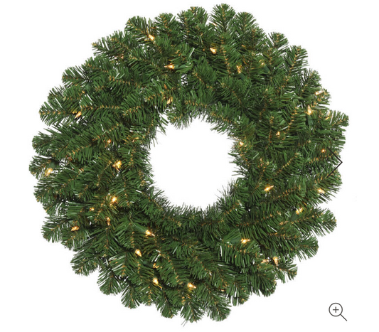 24 Inch Oregon Fir Pre Lit Wreath